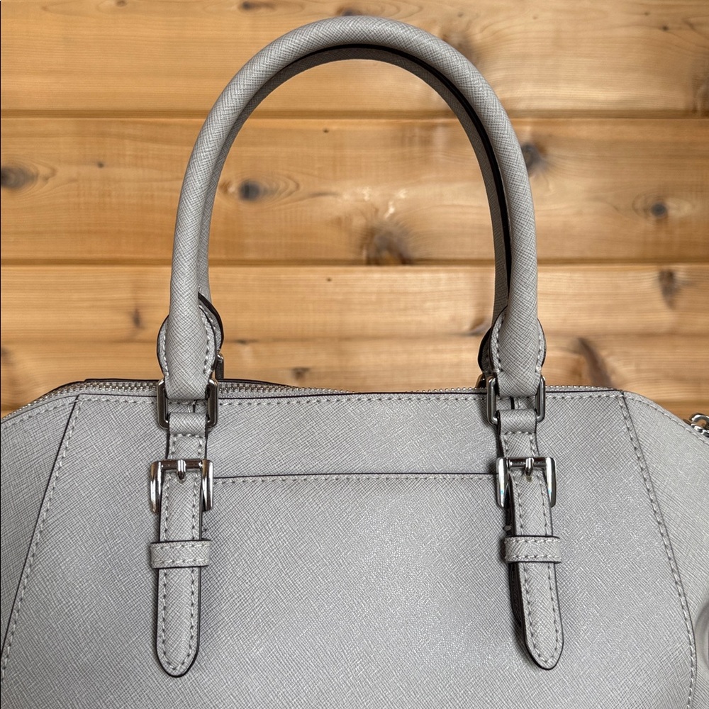 Michael Kors Light Gray Ciara Large Saffiano Leather Satchel - Picture 5 of 16